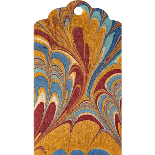 Red & Blue Peacock Marbled Tags, Set of 12