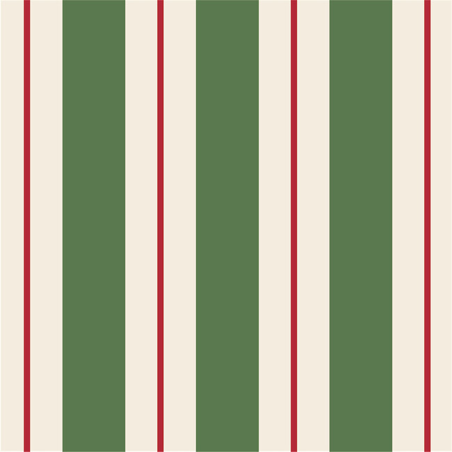 Green & Red Awning Stripe Cocktail Napkin, Set of 20