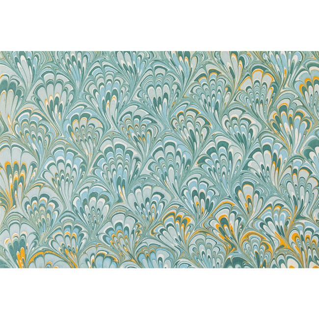 Blue & Gold Peacock Marbled Placemat, Set of 12