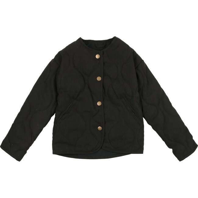 Quilted Snap Jacket, Black