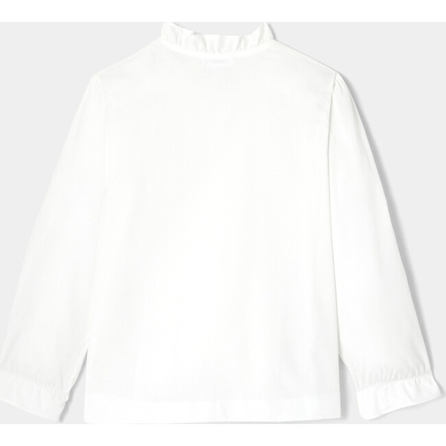 Girl Ruffle Collar Poplin Blouse, White - Blouses - 2
