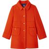 Girl Sixties Inspired Wool Coat, Orange - Coats - 1 - thumbnail