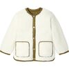 Girl Reversible Green Quilted White Shearling Jacket - Jackets - 1 - thumbnail