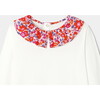 Girl White Long Sleeve T-Shirt with Liberty Betsy Fabric Collar - Shirts - 3