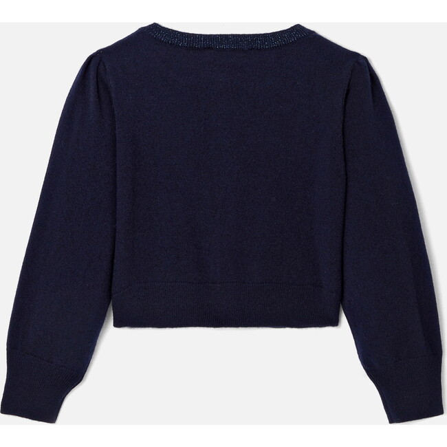 Girl Lurex Detailed Short Cardigan, Navy - Cardigans - 2