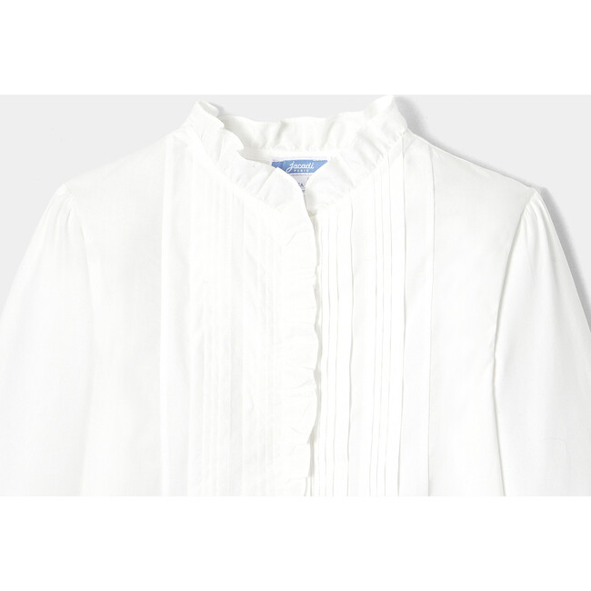 Girl Ruffle Collar Poplin Blouse, White - Blouses - 3