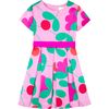 Girl Jacquard Pink Floral Satin Dress, Multi - Dresses - 1 - thumbnail