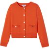 Girl French Cardigan, Orange - Cardigans - 1 - thumbnail