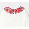 Girl White Long Sleeve T-Shirt with Liberty Betsy Fabric Collar - Shirts - 4