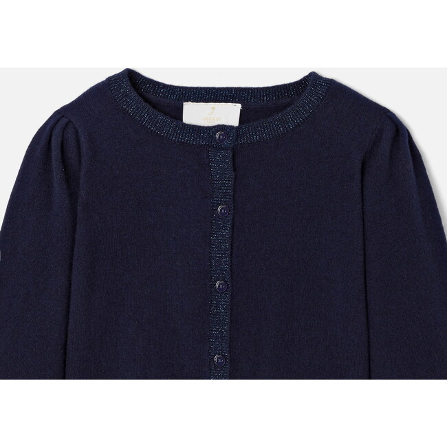Girl Lurex Detailed Short Cardigan, Navy - Cardigans - 3