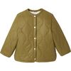 Girl Reversible Green Quilted White Shearling Jacket - Jackets - 2