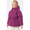Girl Hooded Puffer Jacket, Purple - Coats - 2
