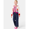 Girl Intarsia Flowers Design Color Block Cardigan, Cream - Cardigans - 4