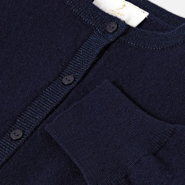 Girl Lurex Detailed Short Cardigan, Navy - Cardigans - 4