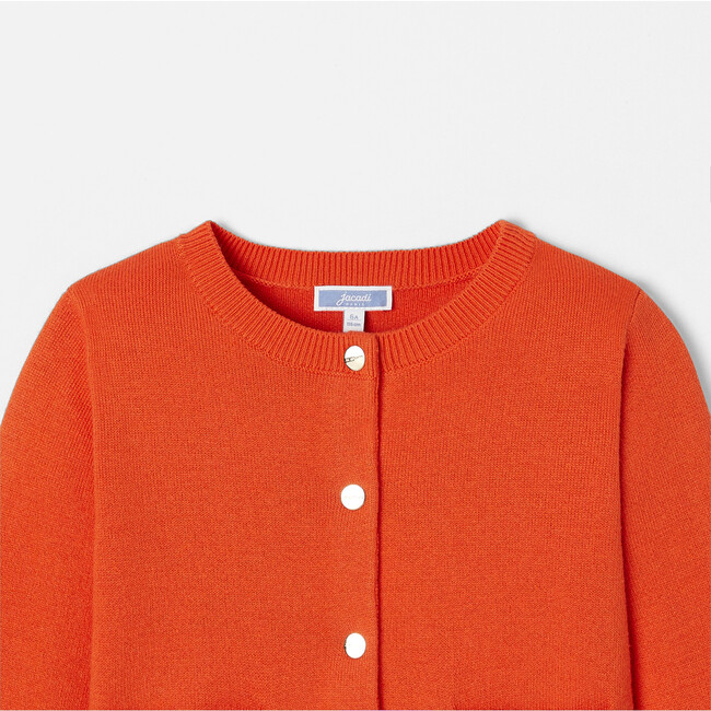 Girl French Cardigan, Orange - Cardigans - 3