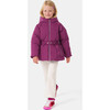 Girl Hooded Puffer Jacket, Purple - Coats - 4