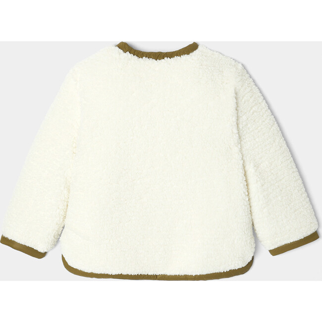 Girl Reversible Green Quilted White Shearling Jacket - Jackets - 4