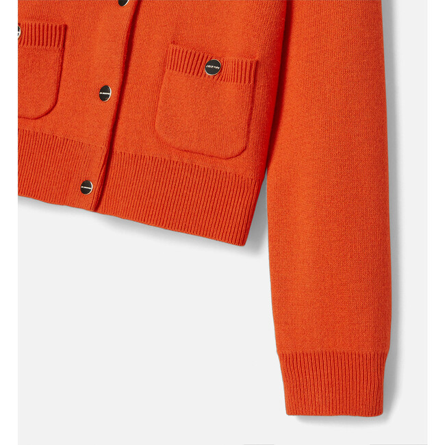 Girl French Cardigan, Orange - Cardigans - 4
