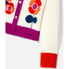 Girl Intarsia Flowers Design Color Block Cardigan, Cream - Cardigans - 6
