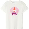 Girl Colorful Eiffel Tower Print T-Shirt, White - Shirts - 1 - thumbnail