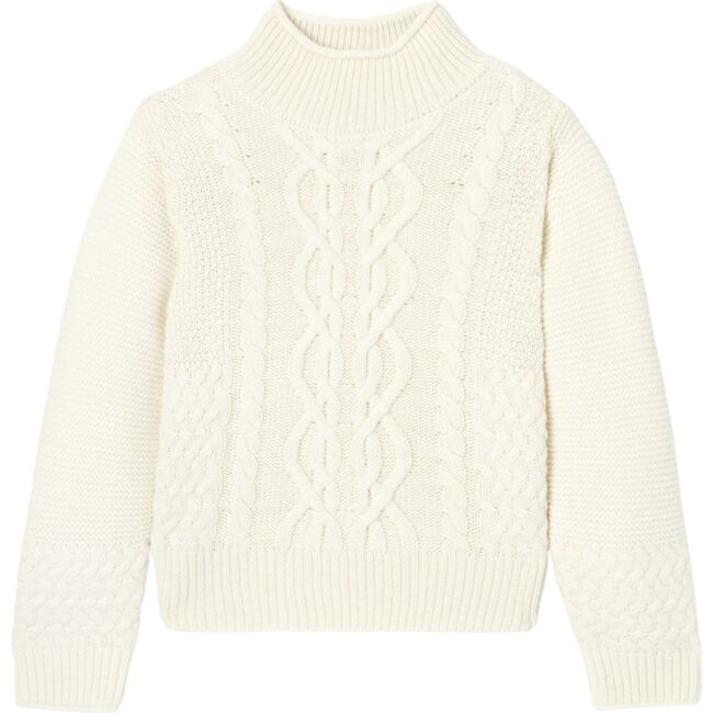 Girl Cablek Knit Sweater, Cream