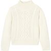 Girl Cablek Knit Sweater, Cream - Sweaters - 1 - thumbnail