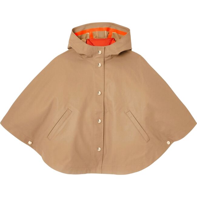 Girl 3 in 1 Beige Cape with Removable Orange Quilted Puffer Jacket