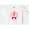 Girl Colorful Eiffel Tower Print T-Shirt, White - Shirts - 3