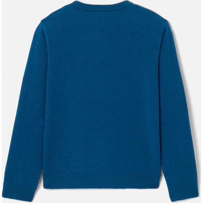 Boy Intarsia Show Jumping Wool Sweater, Blue - Sweaters - 2