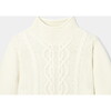 Girl Cablek Knit Sweater, Cream - Sweaters - 3