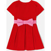 Girl Dark Orange Pleated Velvet Dress with Pink Taffeta Belt - Dresses - 3