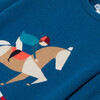 Boy Intarsia Show Jumping Wool Sweater, Blue - Sweaters - 3
