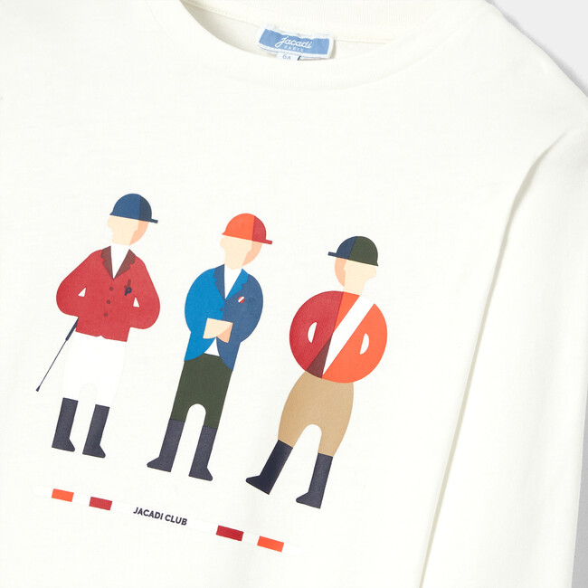 Boy Jockey Print Long Sleeve T-Shirt, White - Shirts - 4