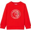Boy Coat of Arms Print Sweatshirt, Red - Sweatshirts - 1 - thumbnail