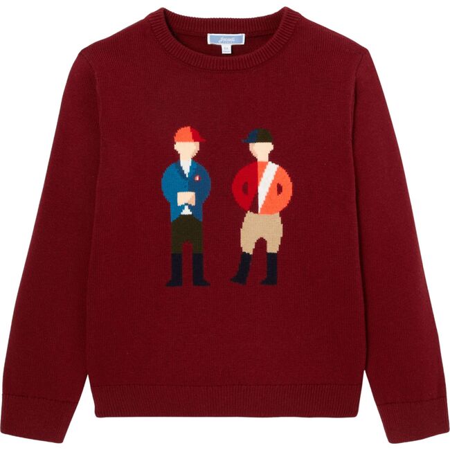 Boy Intarsia Jockeys Sweater, Burgandy