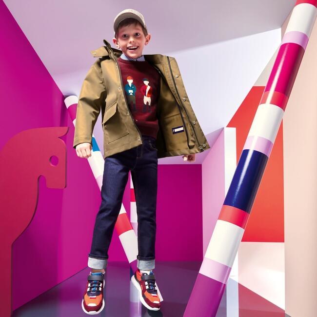Boy Intarsia Jockeys Sweater, Burgandy - Sweaters - 2