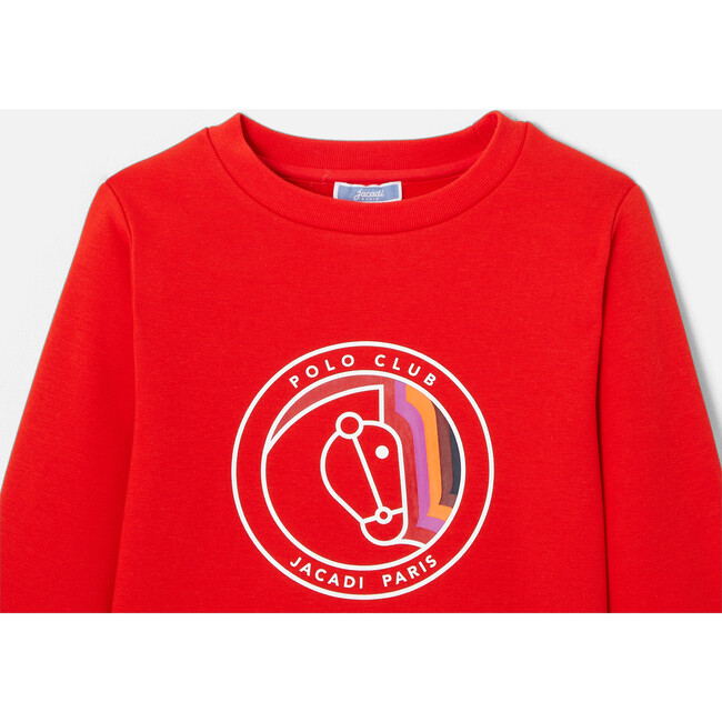Boy Coat of Arms Print Sweatshirt, Red - Sweatshirts - 3