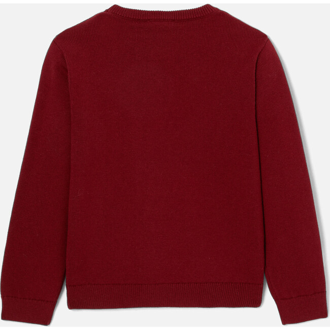 Boy Intarsia Jockeys Sweater, Burgandy - Sweaters - 3