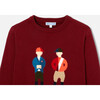 Boy Intarsia Jockeys Sweater, Burgandy - Sweaters - 4