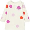Baby Girl Scalloped Collar Colorful Polka Dot Knit Dress, Cream - Dresses - 1 - thumbnail