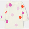 Baby Girl Scalloped Collar Colorful Polka Dot Knit Dress, Cream - Dresses - 2