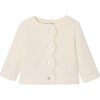 Baby Girl Scalloped Detailed Fleece Cardigan, Cream - Cardigans - 1 - thumbnail