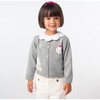 Baby Girl White Fir and Snowballs Intarsia Cardigan, Grey - Cardigans - 2