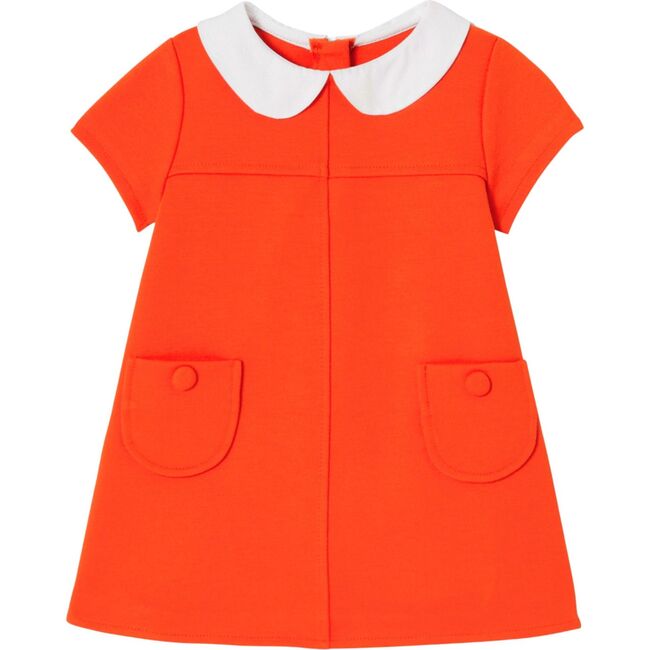 Baby Girl Milano Knit Trapeze Dress, Orange - Dresses - 1