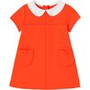 Baby Girl Milano Knit Trapeze Dress, Orange - Dresses - 1 - thumbnail