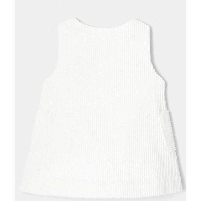 Baby Girl Velvet Dress, White - Dresses - 2