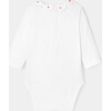 Baby Girl White Long Sleeve Bodysuit with Embroidered Poplin Collar - Bodysuits - 2
