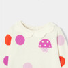 Baby Girl Scalloped Collar Colorful Polka Dot Knit Dress, Cream - Dresses - 3