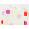 Baby Girl Scalloped Collar Colorful Polka Dot Knit Dress, Cream - Dresses - 4