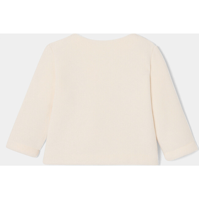 Baby Girl Scalloped Detailed Fleece Cardigan, Cream - Cardigans - 3